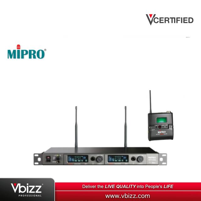 product-image-MIPRO ACT828D/ACT80TC 1U Dual-Channel Wideband Digital Receiver (DANTE) with Rechargeable Lavalier Transmitter