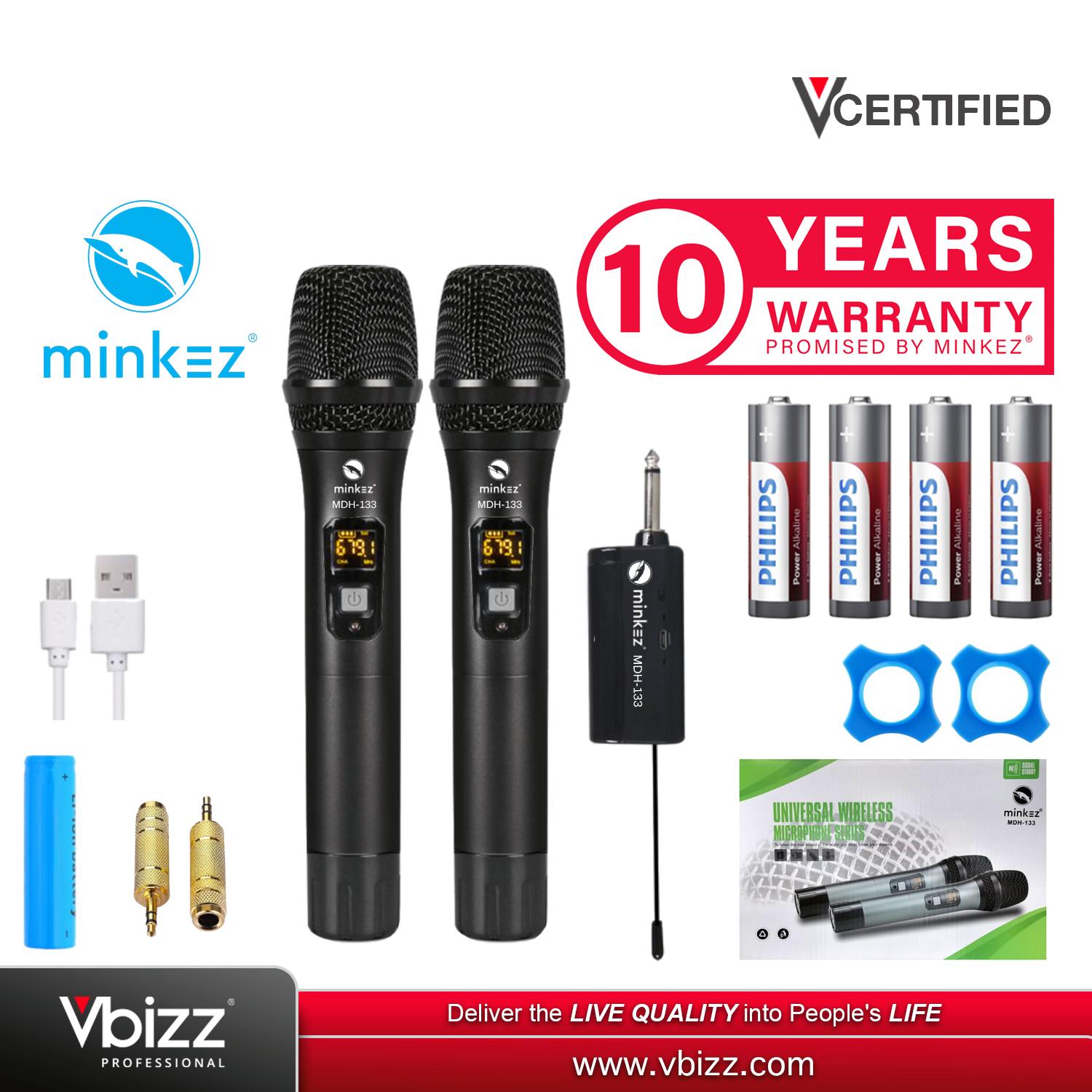 MINKEZ MDH-133 Wireless Microphone Dual Handheld Singing Vocal Karaoke  Microphone (Same Function as Fifine K036)