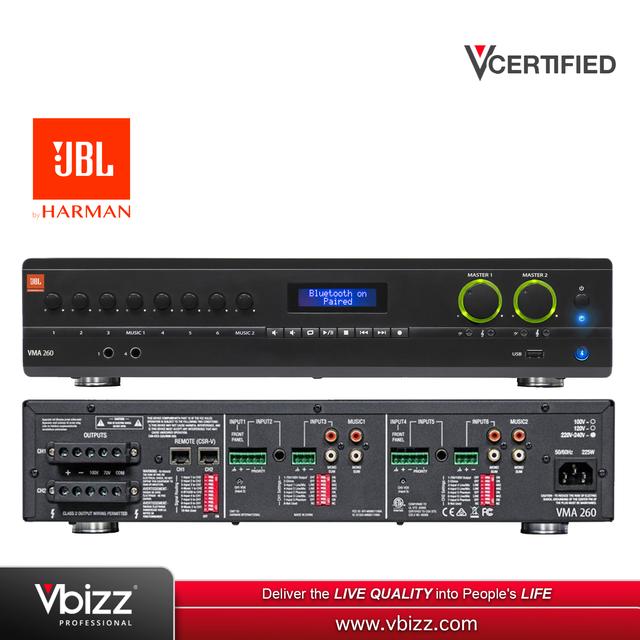 product-image-JBL VMA260 Commercial Series 8 Inputs 60W Bluetooth Enabled Mixing Amplifier (VMA260-UK)