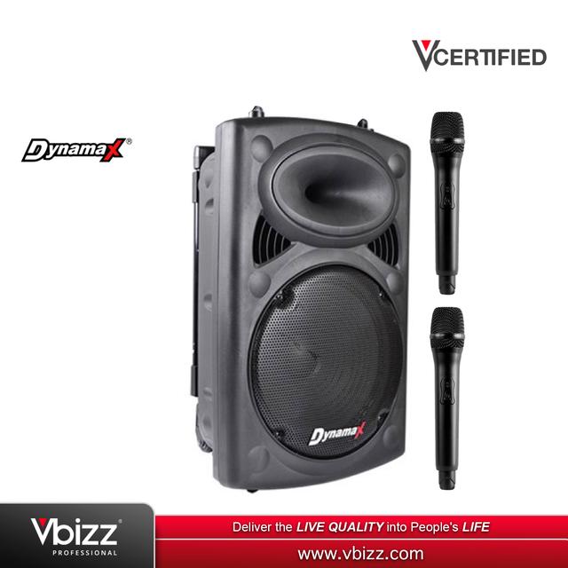 product-image-Dynamax PRO801A 8" 150W Portable PA System With 2 Wireless Handheld Microphone
